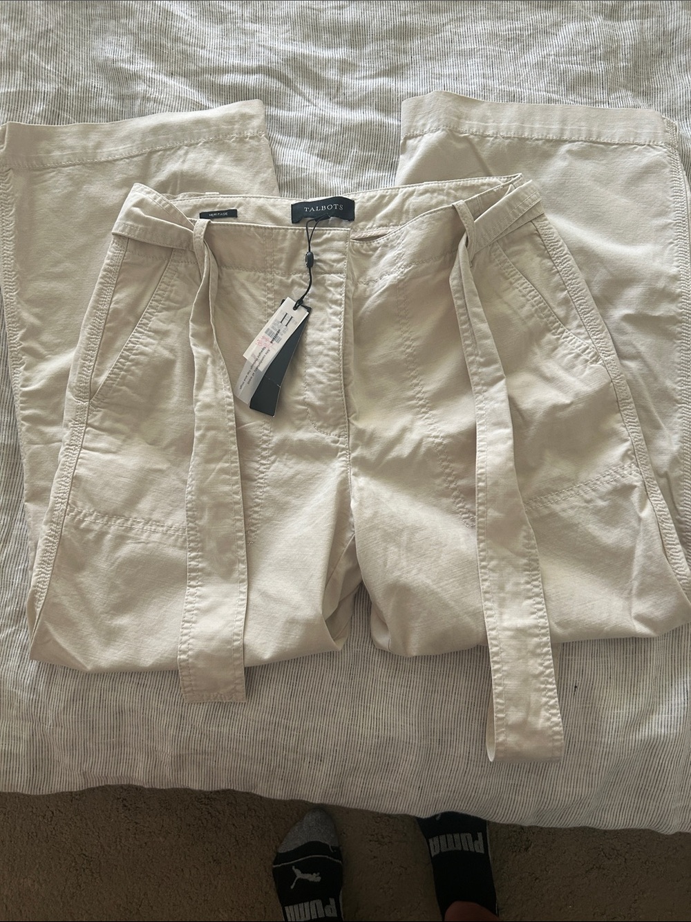 Talbots Women’s Sand/Tan Cotton Belted Chino Pants